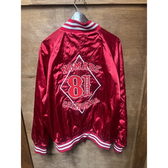Vintage Augusta Nomads 81 California Satin Varsity Bomber Jacket Red Mens XL
